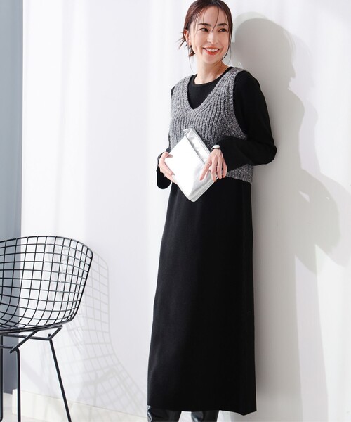 B:MING by BEAMS(ビーミングバイビームス)の「スパンコール ニット ビスチェ × ニットワンピース セット(ワンピース・レディース・ブラウン系その他/ブラック・ONE SIZE)」の8枚目の写真