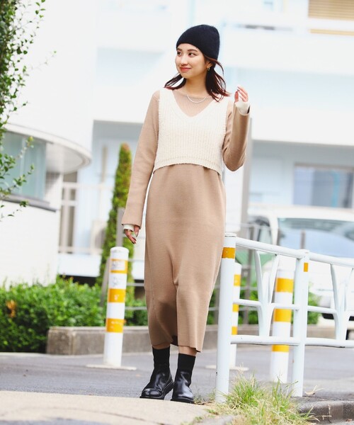 B:MING by BEAMS(ビーミングバイビームス)の「スパンコール ニット ビスチェ × ニットワンピース セット(ワンピース・レディース・ブラウン系その他/ブラック・ONE SIZE)」の9枚目の写真