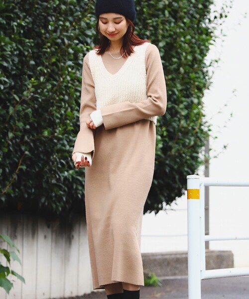 B:MING by BEAMS(ビーミングバイビームス)の「スパンコール ニット ビスチェ × ニットワンピース セット(ワンピース・レディース・ブラウン系その他/ブラック・ONE SIZE)」の11枚目の写真