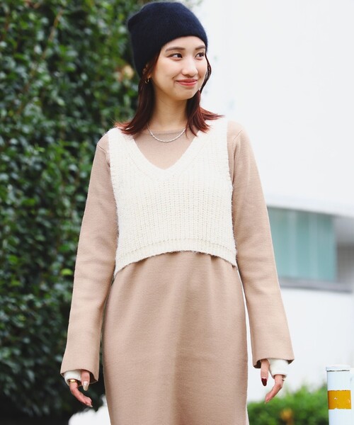 B:MING by BEAMS(ビーミングバイビームス)の「スパンコール ニット ビスチェ × ニットワンピース セット(ワンピース・レディース・ブラウン系その他/ブラック・ONE SIZE)」の12枚目の写真