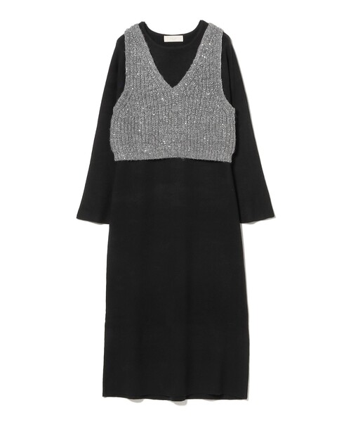 B:MING by BEAMS(ビーミングバイビームス)の「スパンコール ニット ビスチェ × ニットワンピース セット(ワンピース・レディース・ブラウン系その他/ブラック・ONE SIZE)」の13枚目の写真