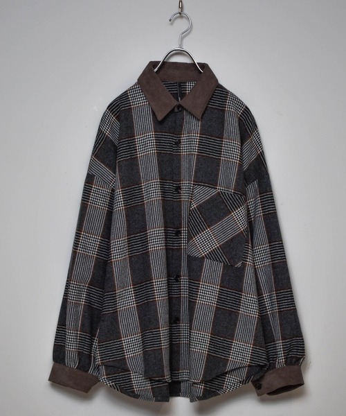 Starting Over（スターティングオーバー）の「Vintage-like collar corduroy check flannel shirt/ヴィンテージライク 襟コーデュロイ フランネル チェックシャツ（シャツ/ブラウス・メンズ・ブラック/ブラウン/ネイビー/グレー・M/L）」の3枚目の写真