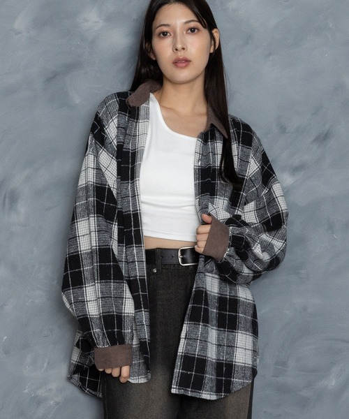 Starting Over（スターティングオーバー）の「Vintage-like collar corduroy check flannel shirt/ヴィンテージライク 襟コーデュロイ フランネル チェックシャツ（シャツ/ブラウス・メンズ・ブラック/ブラウン/ネイビー/グレー・M/L）」の11枚目の写真