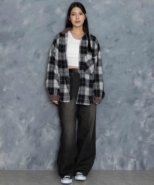 Starting Over（スターティングオーバー）の「Vintage-like collar corduroy check flannel shirt/ヴィンテージライク 襟コーデュロイ フランネル チェックシャツ（シャツ/ブラウス・メンズ・ブラック/ブラウン/ネイビー/グレー・M/L）」の15枚目の写真