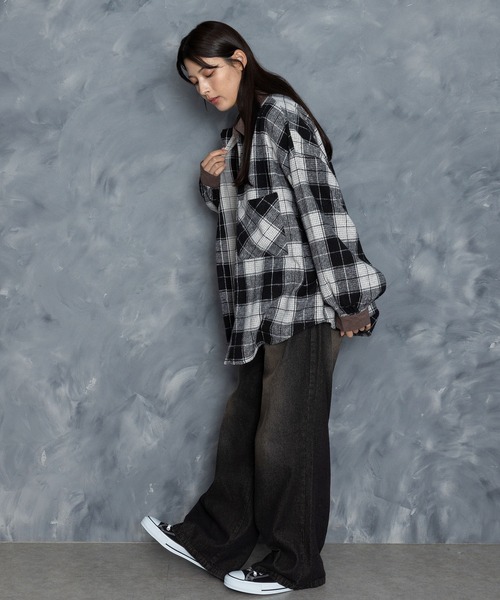 Starting Over（スターティングオーバー）の「Vintage-like collar corduroy check flannel shirt/ヴィンテージライク 襟コーデュロイ フランネル チェックシャツ（シャツ/ブラウス・メンズ・ブラック/ブラウン/ネイビー/グレー・M/L）」の16枚目の写真