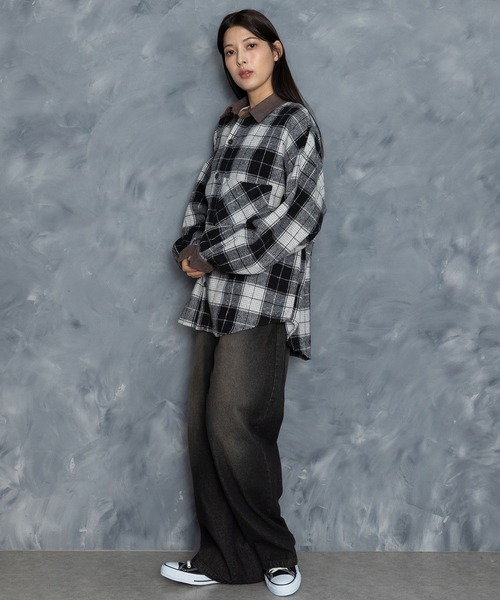 Starting Over（スターティングオーバー）の「Vintage-like collar corduroy check flannel shirt/ヴィンテージライク 襟コーデュロイ フランネル チェックシャツ（シャツ/ブラウス・メンズ・ブラック/ブラウン/ネイビー/グレー・M/L）」の18枚目の写真