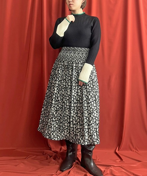 トリミングバイカラーニットトップス LHELBIE│Eimee Law & LHELBIE