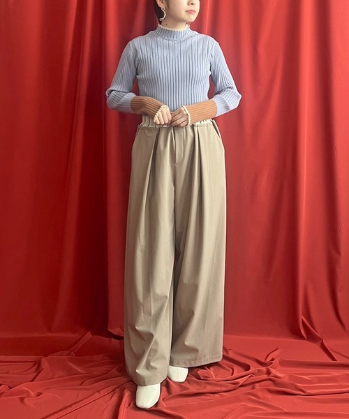 【tamami.i25です】 トリミングバイカラーニットトップス LHELBIE│Eimee Law