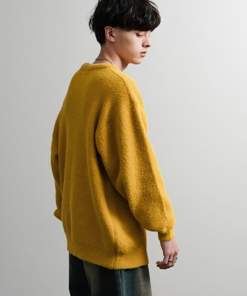 オーバーサイズフェザーヤーンクルーネックニット（ニット/セーター
