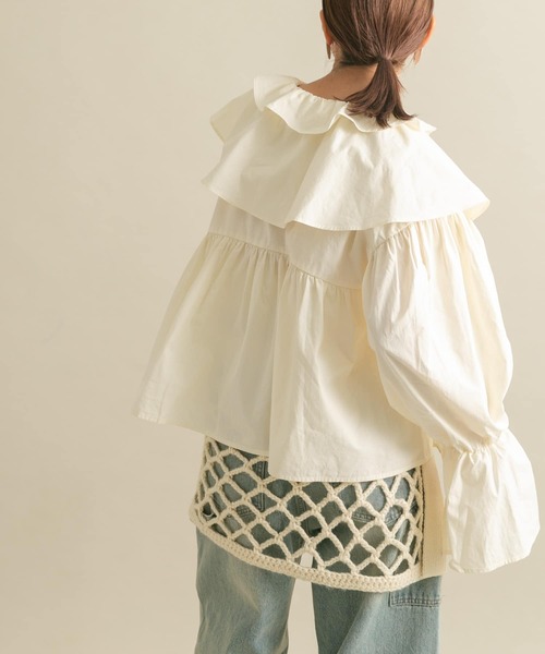 KBF（ケイビーエフ）の「ダブルフリルカラーブラウス（シャツ/ブラウス・レディース・アイボリー/イエロー/グレー系その他・ONE）」の9枚目の写真