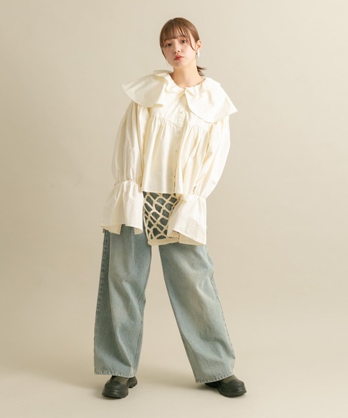 KBF（ケイビーエフ）の「ダブルフリルカラーブラウス（シャツ/ブラウス・レディース・アイボリー/イエロー/グレー系その他・ONE）」の10枚目の写真