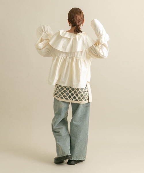 KBF（ケイビーエフ）の「ダブルフリルカラーブラウス（シャツ/ブラウス・レディース・アイボリー/イエロー/グレー系その他・ONE）」の12枚目の写真