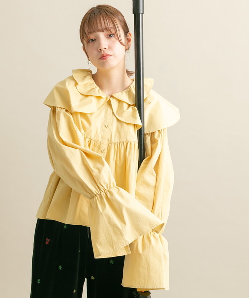 KBF（ケイビーエフ）の「ダブルフリルカラーブラウス（シャツ/ブラウス・レディース・アイボリー/イエロー/グレー系その他・ONE）」の14枚目の写真