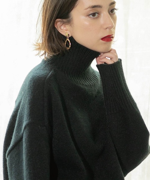 OPAQUE.CLIP（オペークドットクリップ）の「◆もちもちタートルスリットニット（ニット/セーター・レディース・ブラック/パープル系/ネイビー/ホワイト/ワインレッド/ホワイト系その他3・00）」の14枚目の写真