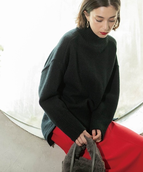 OPAQUE.CLIP（オペークドットクリップ）の「◆もちもちタートルスリットニット（ニット/セーター・レディース・ブラック/パープル系/ネイビー/ホワイト/ワインレッド/ホワイト系その他3・00）」の16枚目の写真