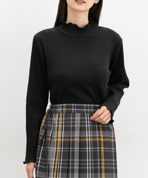 Honeys(ハニーズ)の「【ハニぽか】あったかメローハイネック(Tシャツ/カットソー・レディース・ピンク/ミント/オフホワイト/ライトイエロー/ブラック/グレイッシュベージュ/アイボリー/スミクロ/サックスブルー・S/M/L/LL)」の1枚目の写真