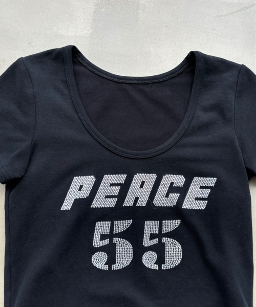 SHAGGIE（シャギー）の「Uネックラインストーン半袖Tシャツ（Tシャツ/カットソー・レディース・ホワイト/ブラック/イエロー・FREE）」の14枚目の写真