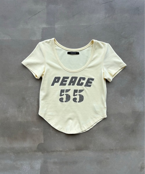 SHAGGIE（シャギー）の「Uネックラインストーン半袖Tシャツ（Tシャツ/カットソー・レディース・ホワイト/ブラック/イエロー・FREE）」の9枚目の写真