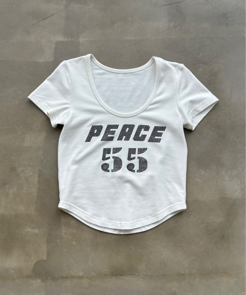 SHAGGIE（シャギー）の「Uネックラインストーン半袖Tシャツ（Tシャツ/カットソー・レディース・ホワイト/ブラック/イエロー・FREE）」の12枚目の写真