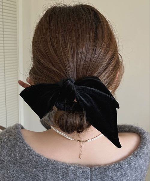 kirakiraShop（キラキラショップ）の「ベロア リボン シュシュ（シュシュ・レディース・ブラック/ブラウン・FREE）」の3枚目の写真