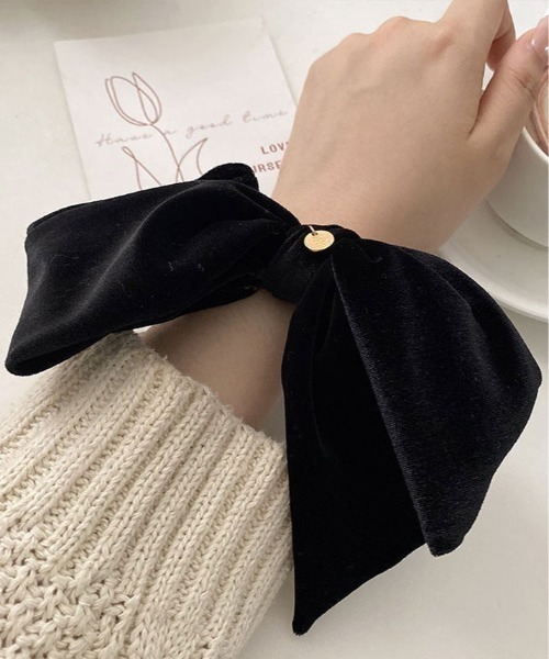 kirakiraShop（キラキラショップ）の「ベロア リボン シュシュ（シュシュ・レディース・ブラック/ブラウン・FREE）」の5枚目の写真