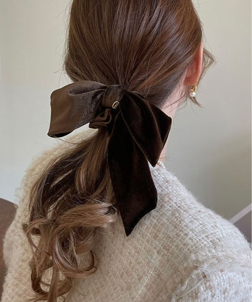 kirakiraShop（キラキラショップ）の「ベロア リボン シュシュ（シュシュ・レディース・ブラック/ブラウン・FREE）」の7枚目の写真