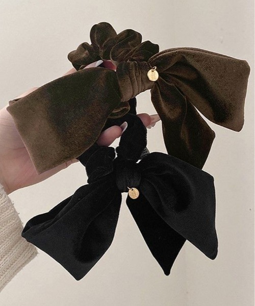 kirakiraShop（キラキラショップ）の「ベロア リボン シュシュ（シュシュ・レディース・ブラック/ブラウン・FREE）」の12枚目の写真