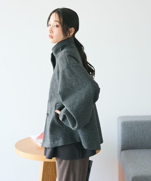 CRAFT STANDARD BOUTIQUE（クラフトスタンダードブティック）の「ソデタックスタンドコート（その他アウター・レディース・チャコールグレー/ブラック/モカ・FREE）」の7枚目の写真