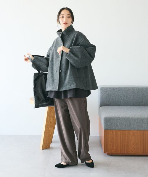 CRAFT STANDARD BOUTIQUE（クラフトスタンダードブティック）の「ソデタックスタンドコート（その他アウター・レディース・チャコールグレー/ブラック/モカ・FREE）」の12枚目の写真