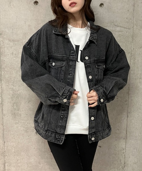 GLAMOROUS JANE（グラマラスジェーン）の「ビックシルエットデニムジャケット（デニムジャケット・レディース・ブラック/ブルー・FREE）」の5枚目の写真