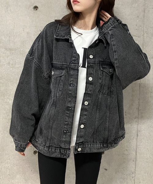 GLAMOROUS JANE（グラマラスジェーン）の「ビックシルエットデニムジャケット（デニムジャケット・レディース・ブラック/ブルー・FREE）」の8枚目の写真