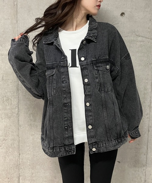 GLAMOROUS JANE（グラマラスジェーン）の「ビックシルエットデニムジャケット（デニムジャケット・レディース・ブラック/ブルー・FREE）」の9枚目の写真