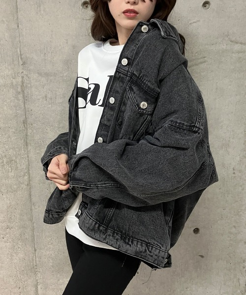 GLAMOROUS JANE（グラマラスジェーン）の「ビックシルエットデニムジャケット（デニムジャケット・レディース・ブラック/ブルー・FREE）」の10枚目の写真
