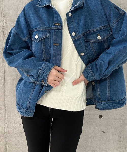GLAMOROUS JANE（グラマラスジェーン）の「ビックシルエットデニムジャケット（デニムジャケット・レディース・ブラック/ブルー・FREE）」の18枚目の写真