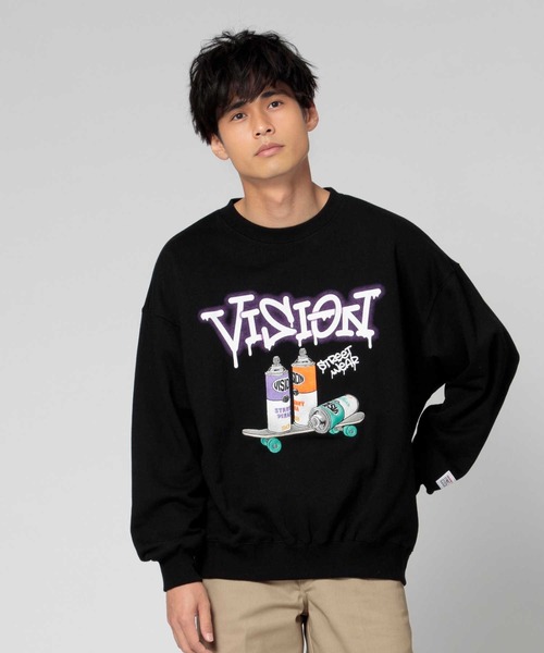 Right-on（ライトオン）の「【VISION STREET WEAR】スプレーイラストトレーナー（スウェット・メンズ・ブラック/グレー/ブルー・M/L/XL）」の2枚目の写真