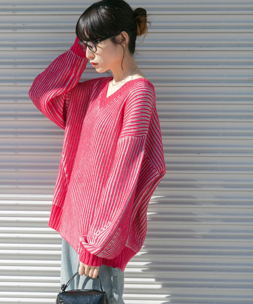 セール】バイカラーRIBオーバーニット（ニット/セーター）｜KBF