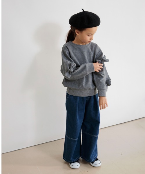 EDWIN（エドウィン）の「【Ou? by EDWIN】リボン付きトレーナー（スウェット・キッズ・アイボリー/グレー・150/110/100/140/90/120/130）」の5枚目の写真