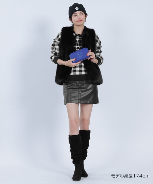 マリークワント　フロッキーロゴデイジー ニット　プルオーバー　黒 MARY QUANT ONLINE SHOP｜マリークヮントオンラインショップ