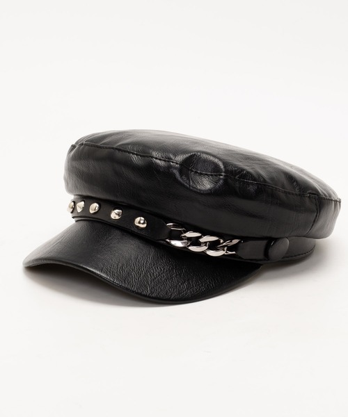 MAD MAD(マッドマッド)の「チェーン スタッズ キャスケット(キャスケット・レディース・ブラック・FREE)」の1枚目の写真