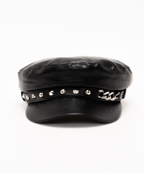 MAD MAD(マッドマッド)の「チェーン スタッズ キャスケット(キャスケット・レディース・ブラック・FREE)」の3枚目の写真