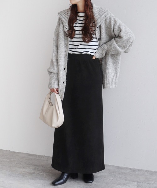 reca（レカ）の「コーデュロイ裏フリースナロースカート（スカート・レディース・ブラック/モカ/ブラウン/アイボリー・L/M）」の17枚目の写真