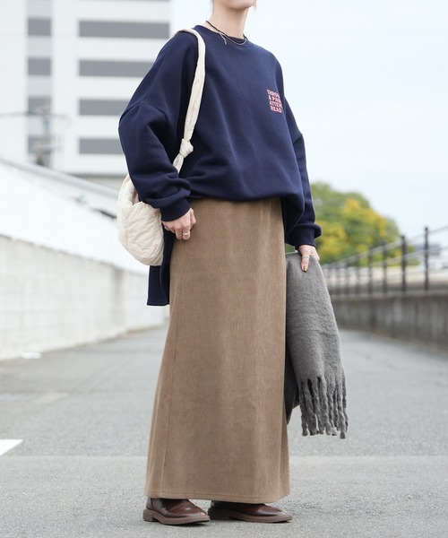 コーデュロイ裏フリースナロースカート（スカート）｜reca（レカ）の