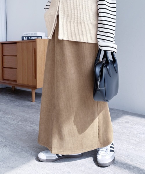 セール】コーデュロイ裏フリースナロースカート（スカート）｜reca
