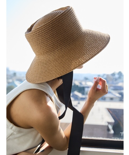 AIC.(エーアイシー)の「ロングリボンワイドブリムペーパーハット/サイズ調節可能(ハット・レディース・ベージュ/ブラック/グレー・FREE)」の20枚目の写真