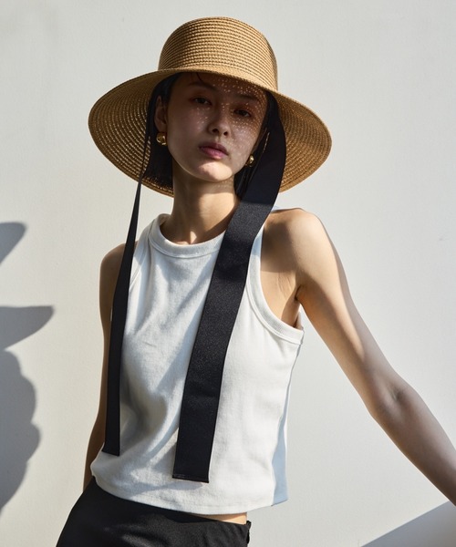 AIC.(エーアイシー)の「ロングリボンワイドブリムペーパーハット/サイズ調節可能(ハット・レディース・ベージュ/ブラック/グレー・FREE)」の22枚目の写真