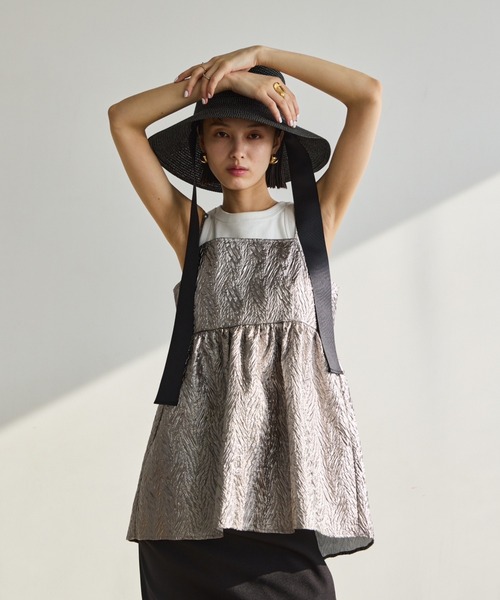 AIC.(エーアイシー)の「ロングリボンワイドブリムペーパーハット/サイズ調節可能(ハット・レディース・ベージュ/ブラック/グレー・FREE)」の15枚目の写真