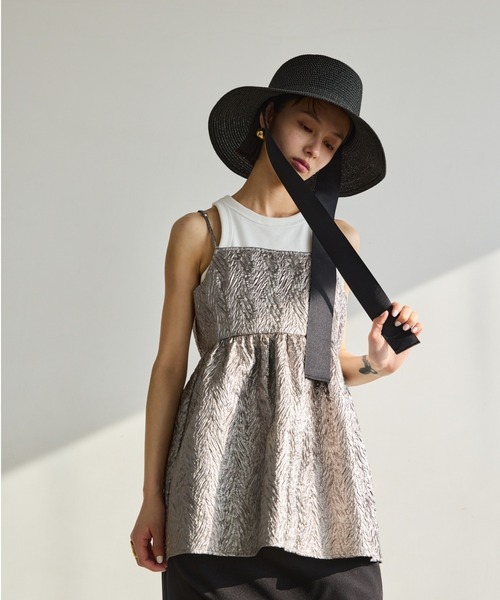 AIC.(エーアイシー)の「ロングリボンワイドブリムペーパーハット/サイズ調節可能(ハット・レディース・ベージュ/ブラック/グレー・FREE)」の14枚目の写真