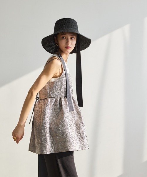 AIC.(エーアイシー)の「ロングリボンワイドブリムペーパーハット/サイズ調節可能(ハット・レディース・ベージュ/ブラック/グレー・FREE)」の16枚目の写真