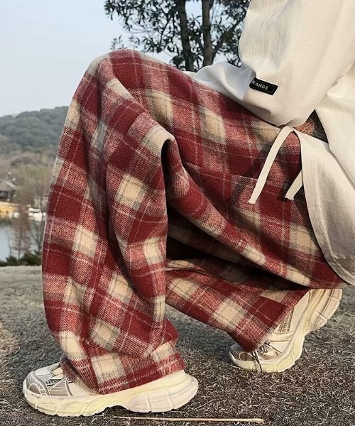 link lot(リンクロット)の「起毛ネルチェックイージーパンツ(その他パンツ・レディース・ブルー/レッド/ブラウン/ブラック・L/M)」の4枚目の写真