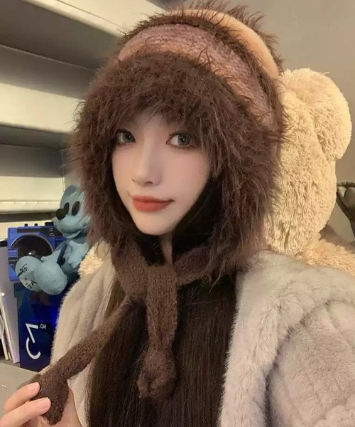 DAY CLOSET(デイ クローゼット)の「レディース イヤーマフ風グラデミックスシャギーニットキャップ バラボネット 耳当て(ニットキャップ/ビーニー・レディース・ブラウン/ピンク/グリーン/グレー/ブルー・ONE SIZE)」の2枚目の写真